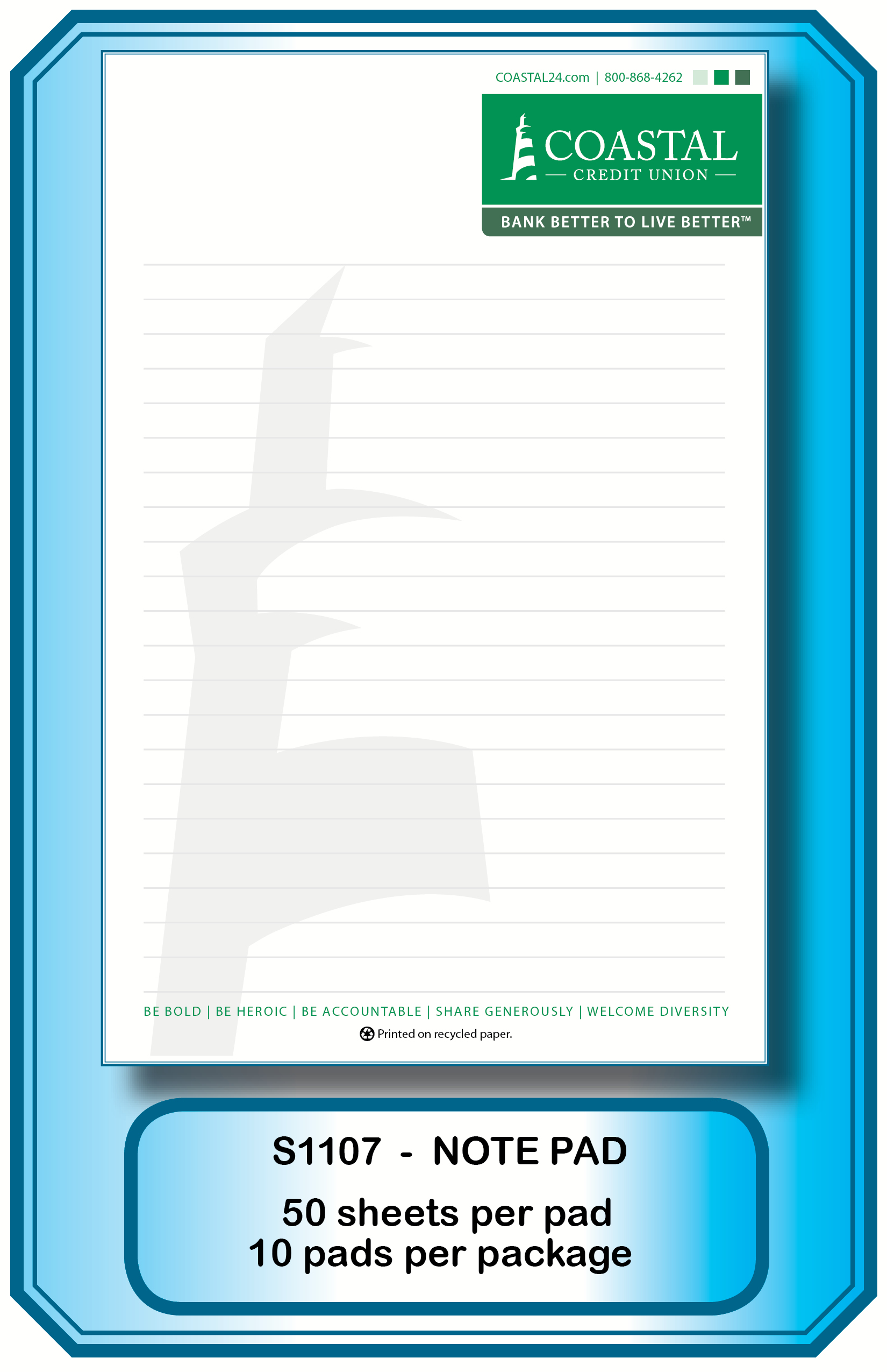 Note Pad (General Use)**<b>Order By: Pack of 10 pads<b>